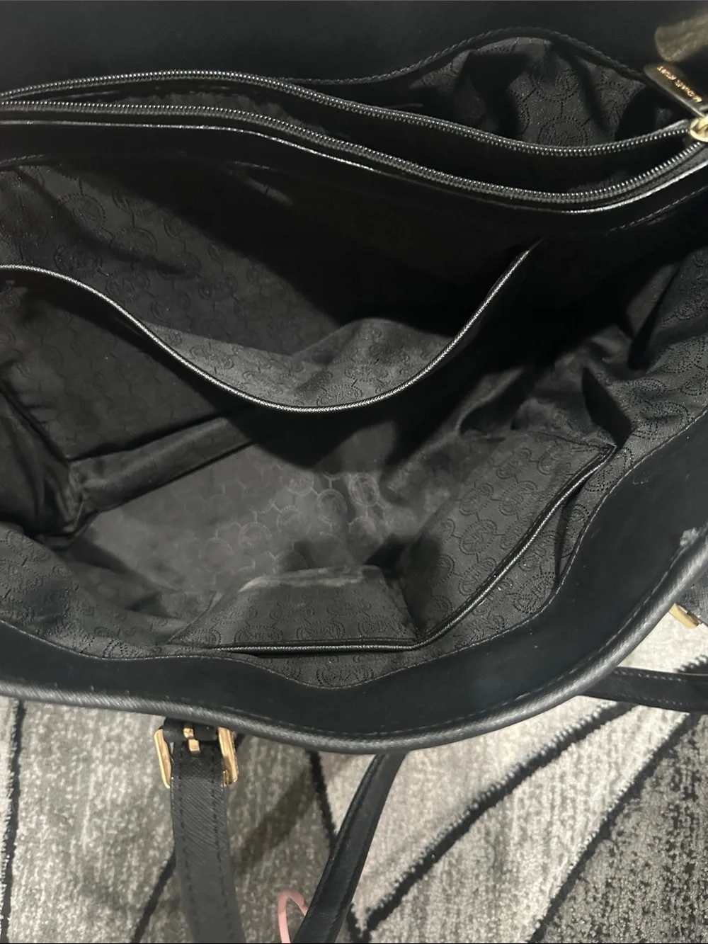 Michael Kors Black Saffiano Leather Tote with Gold Accent